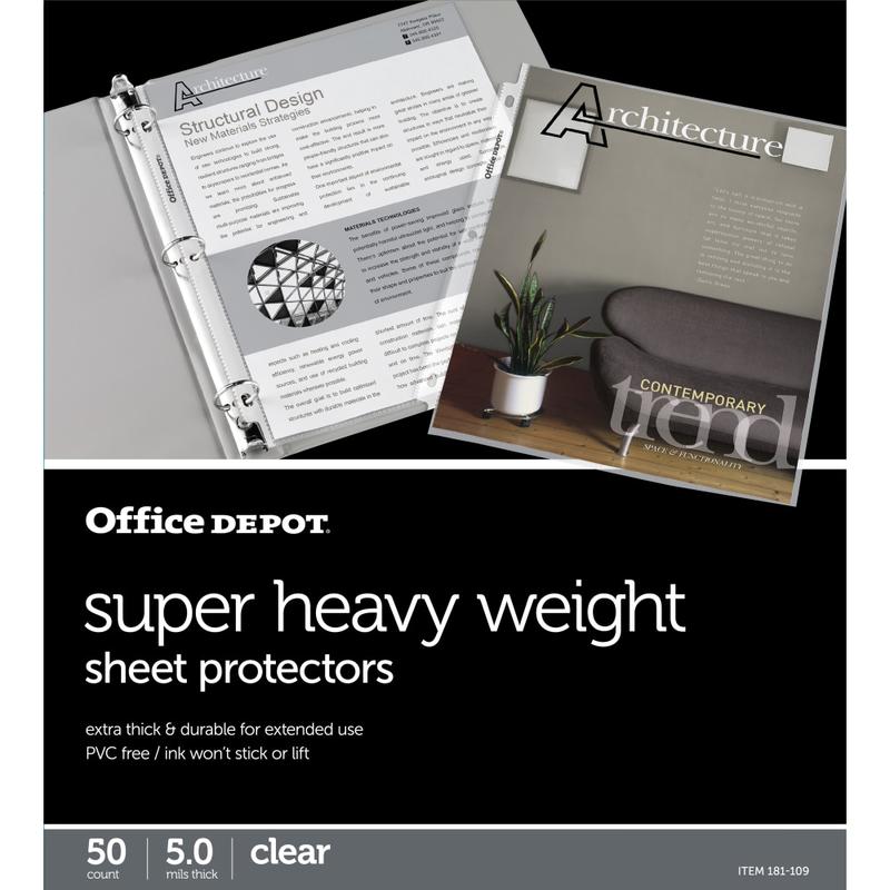 Office Depot Brand Super Heavyweight Sheet Protectors, 8-1/2in x 11in, Clear, Pack Of 50 (Min Order Qty 17) MPN:181109