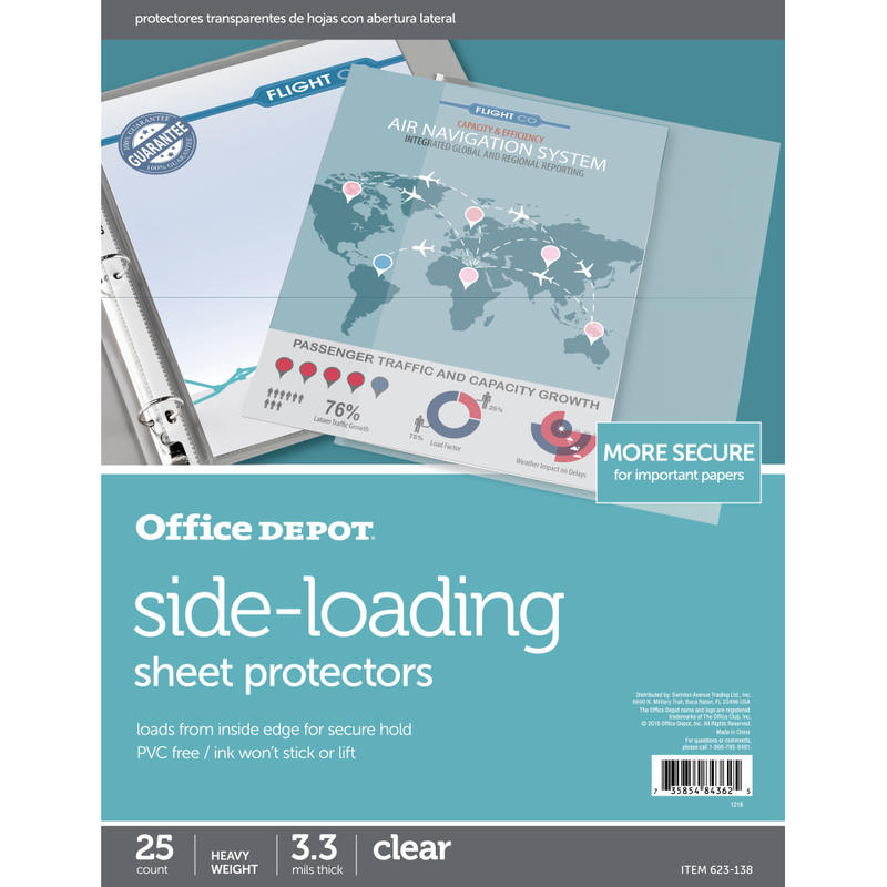 Office Depot Brand Side-Loading Sheet Protectors, 8-1/2in x 11in, Clear, Pack Of 25 (Min Order Qty 37) MPN:623138