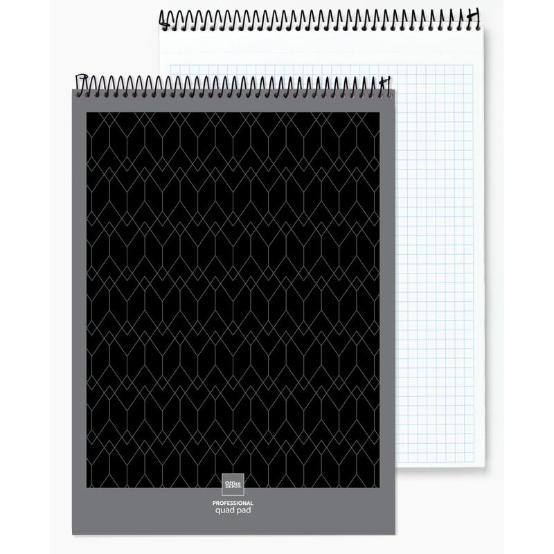 Office Depot Brand Professional Top Wirebound Writing Pad, 8 1/2in x 11 3/4in, Quad Ruled, 70 Sheets, White (Min Order Qty 44) MPN:99497