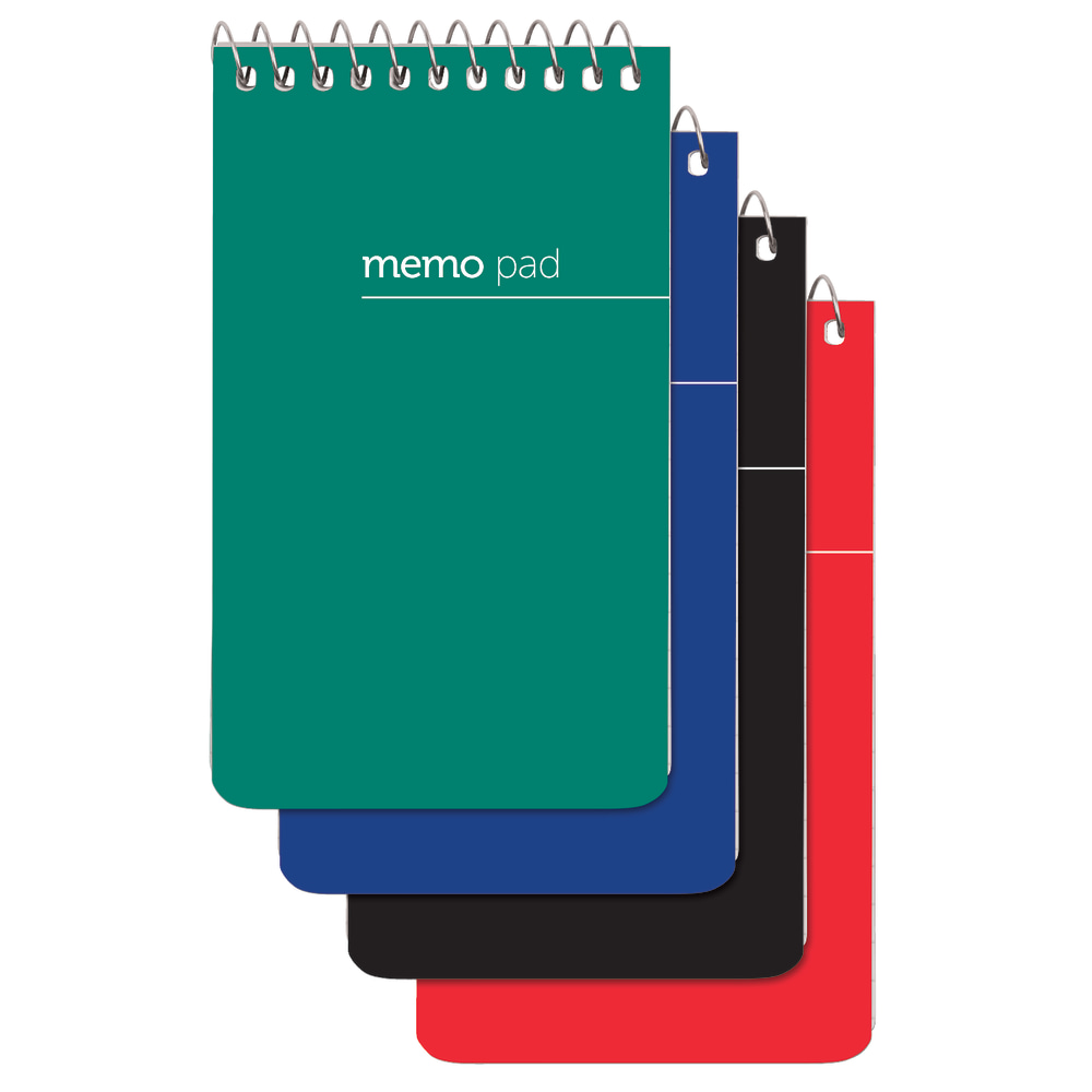 Office Depot Brand Wirebound Top-Opening Memo Pads, 3in x 5in, College Ruled, 60 Sheets Per Pad, Assorted Colors (No Color Choice), Pack Of 3 Pads (Min Order Qty 112) MPN:CJV011