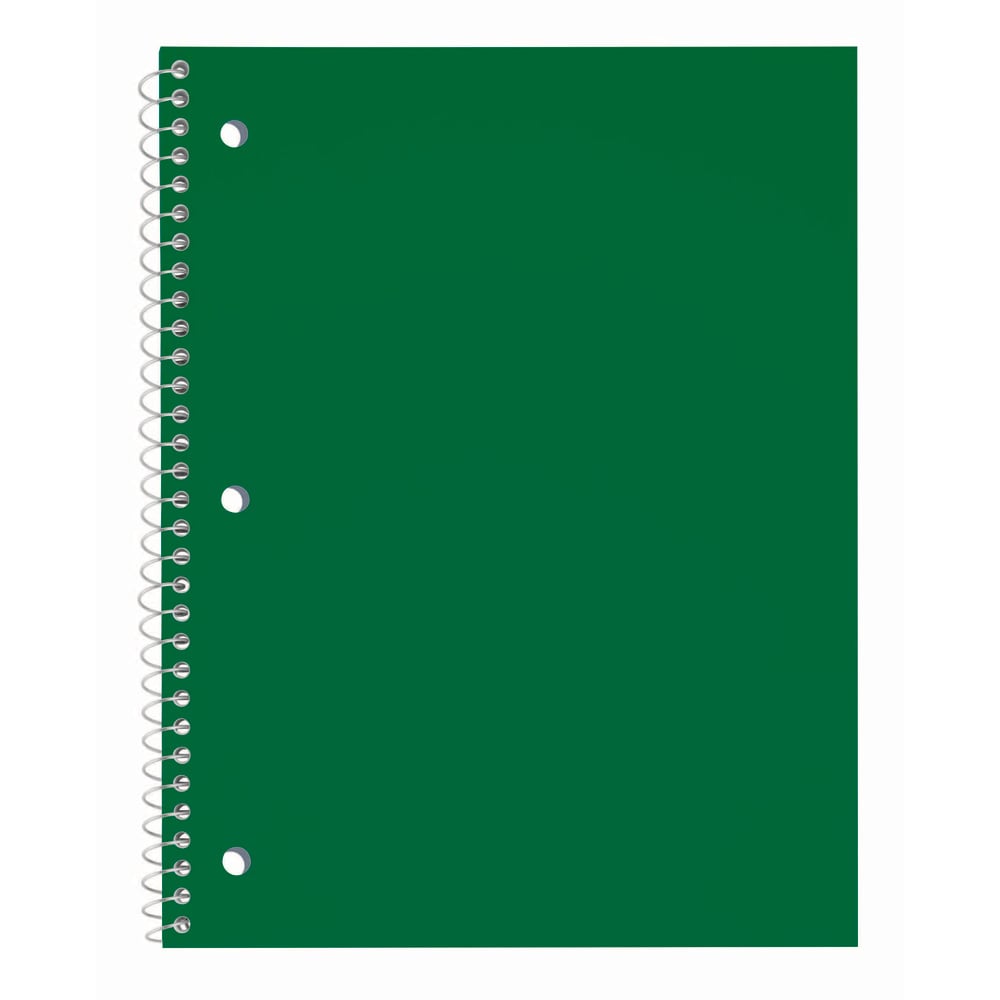 Just Basics Poly Spiral Notebook, 8in x 10-1/2in, 1 Subject, Wide Ruled, 70 Sheets, Green (Min Order Qty 55) MPN:OD23298500