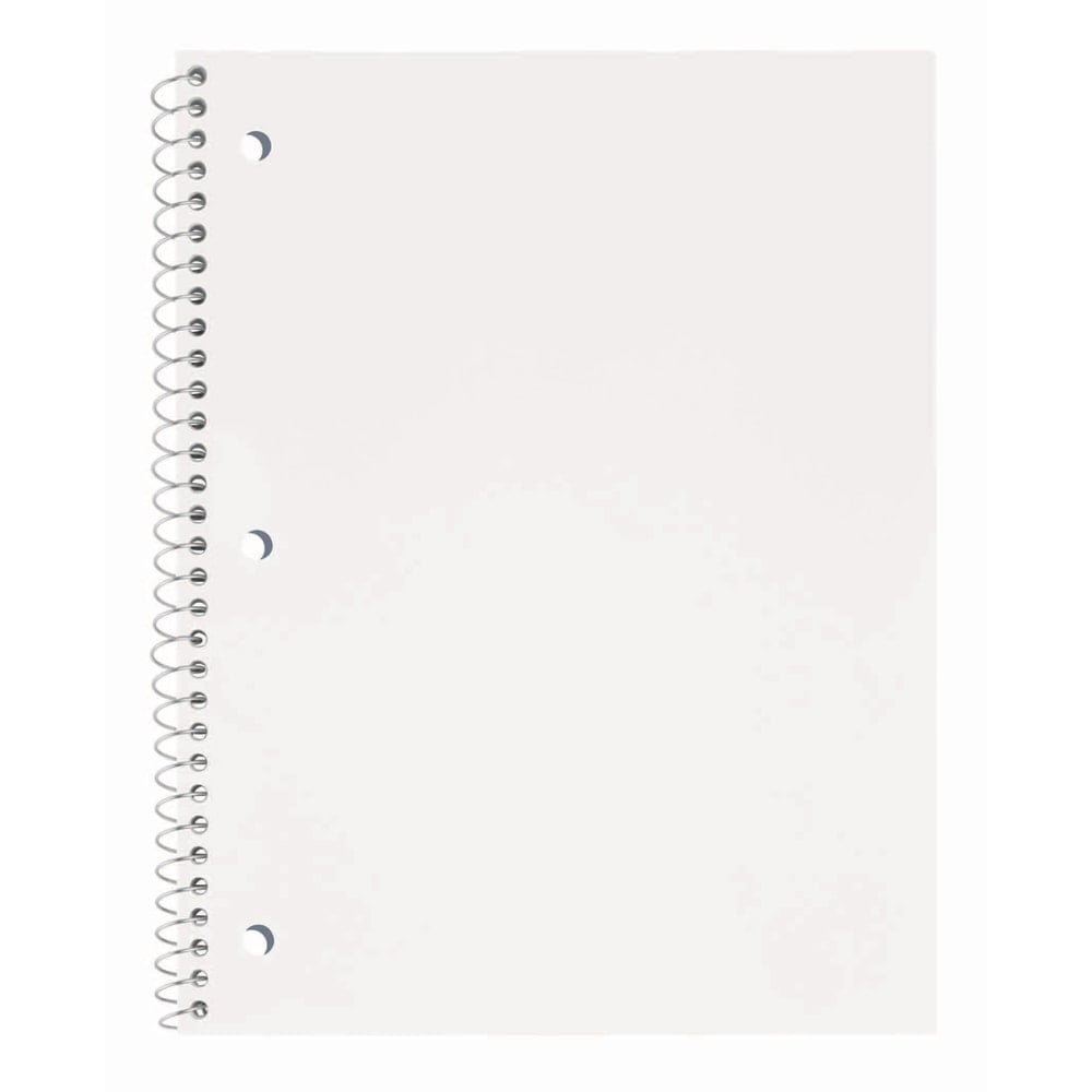 Just Basics Poly Spiral Notebook, 8in x 10-1/2in, 1 Subject, Wide Ruled, 70 Sheets, White (Min Order Qty 58) MPN:OD23298502