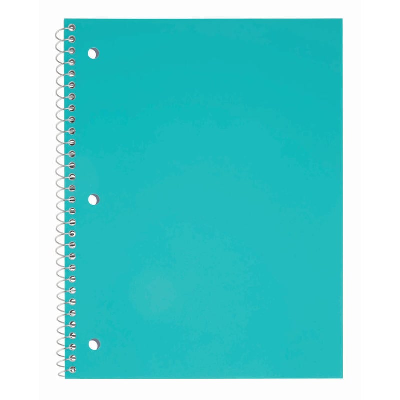 Just Basics Poly Spiral Notebook, 8in x 10-1/2in, 1 Subject, College Ruled, 70 Sheets, Teal (Min Order Qty 54) MPN:OD23298701