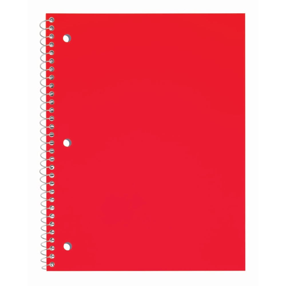 Just Basics Poly Spiral Notebook, 8in x 10-1/2in, 1 Subject, College Ruled, 70 Sheets, Red (Min Order Qty 54) MPN:OD23298703