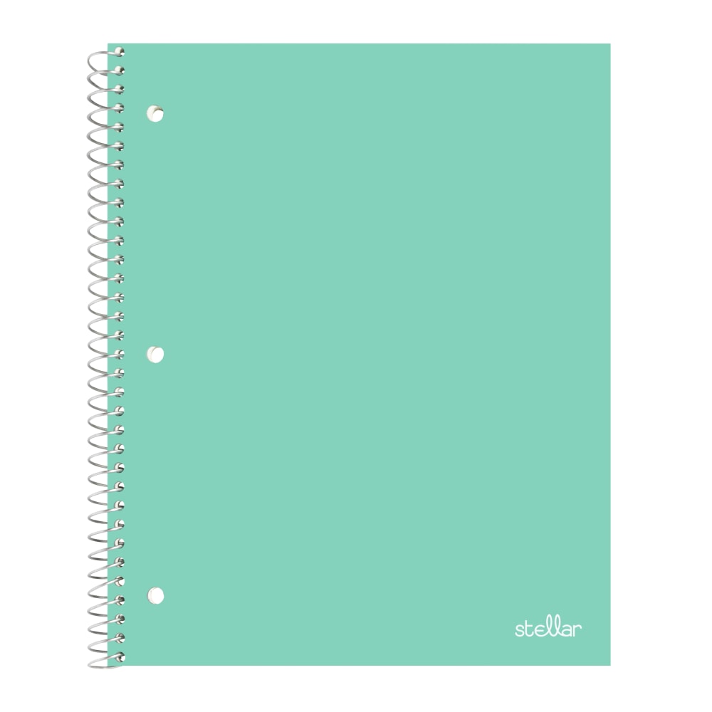 Office Depot Brand Stellar Poly Notebook, 8in x 10-1/2in, 1 Subject, Wide Ruled, 100 Sheets, Mint (Min Order Qty 38) MPN:OD475100