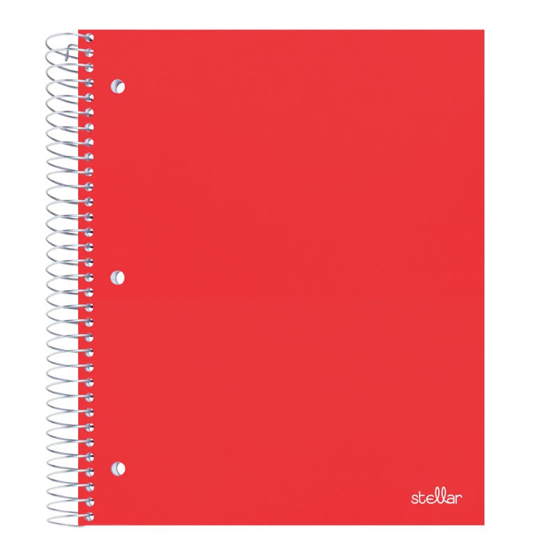 Office Depot Brand Stellar Poly Notebook, 8-1/2in x 11in, 3 Subject, College Ruled, 150 Sheets, Red (Min Order Qty 21) MPN:OD714902