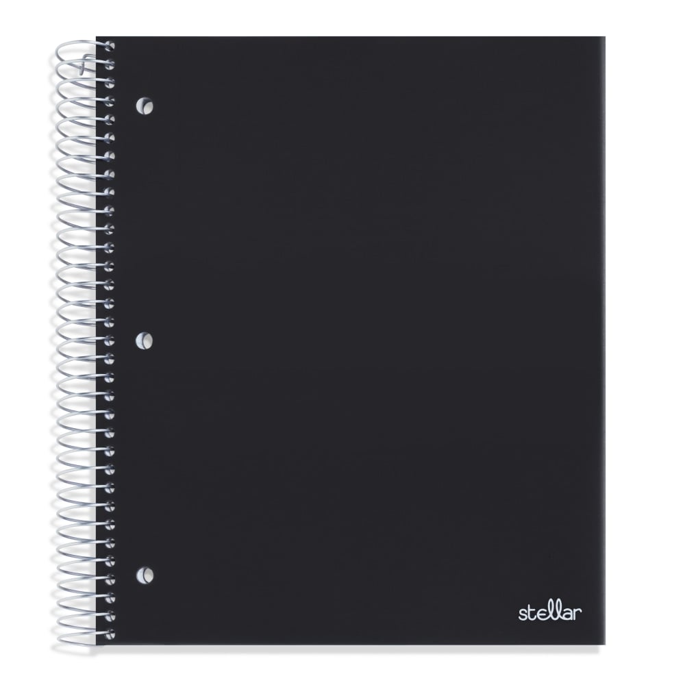 Office Depot Brand Stellar Poly Notebook, 8-1/2in x 10-1/2in, 3 Subject, Wide Ruled, 150 Sheets, Black (Min Order Qty 23) MPN:ODSTLR3SBLKWR