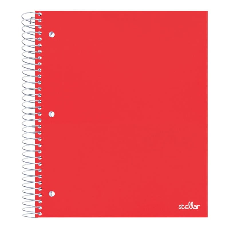 Office Depot Brand Stellar Poly Notebook, 8-1/2in x 10-1/2in, 3 Subject, Wide Ruled, 150 Sheets, Red (Min Order Qty 23) MPN:ODSTLR3SREDWR