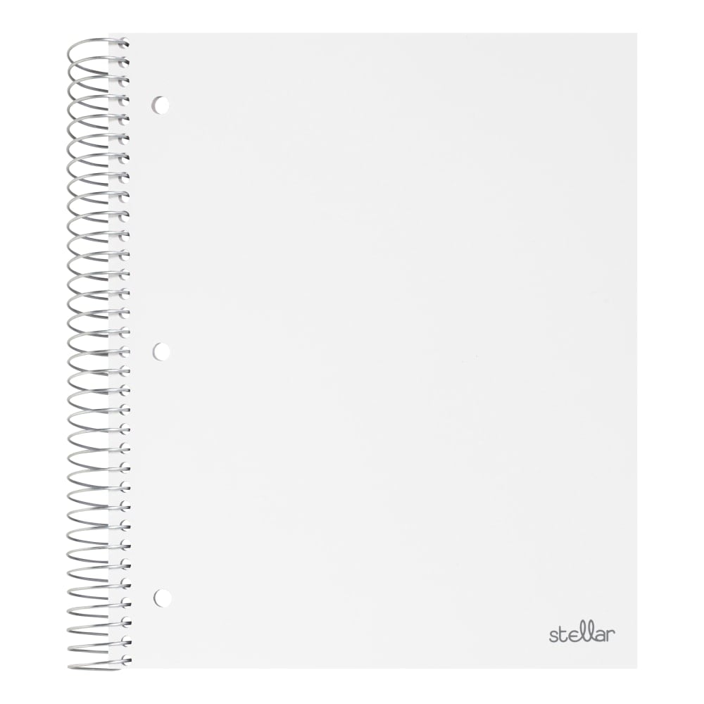 Office Depot Brand Stellar Poly Notebook, 8in x 10-1/2in, 3 Subject, Wide Ruled, 150 Sheets, White (Min Order Qty 23) MPN:ODSTLR3SWHTWR