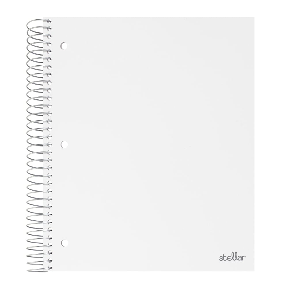 Office Depot Brand Stellar Poly Notebook, 8in x 10-1/2in, 5 Subject, Wide Ruled, 200 Sheets, White (Min Order Qty 17) MPN:ODSTLR5SRBWHTWR