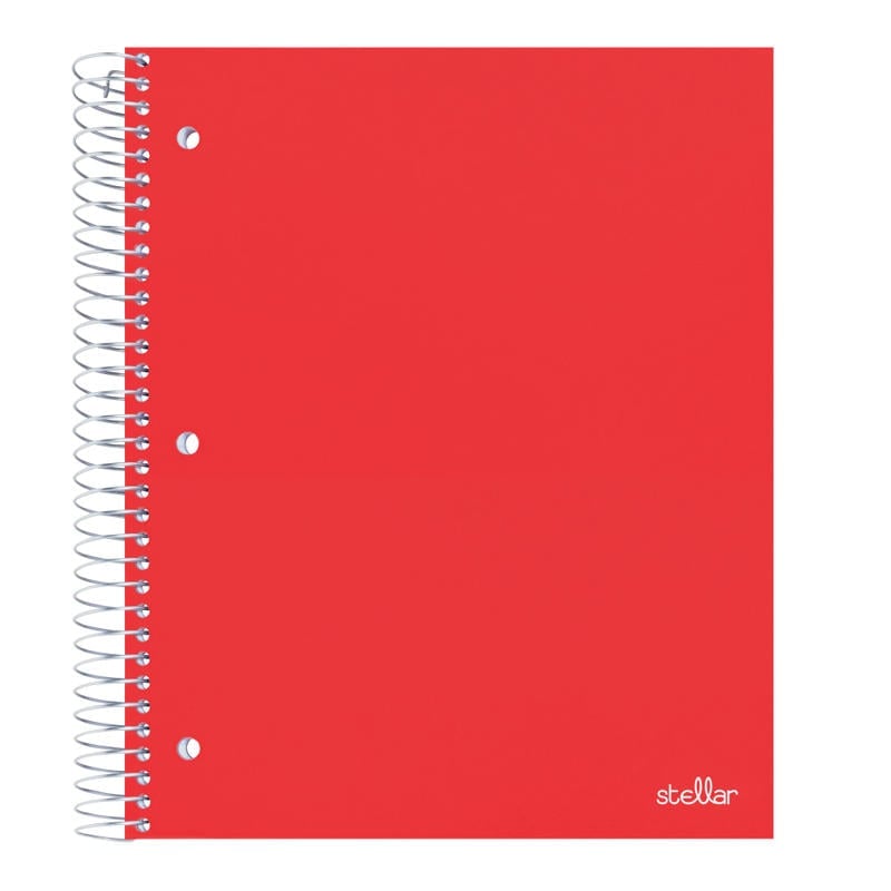 Office Depot Brand Stellar Poly Notebook, 8-1/2in x 11in, 5 Subject, College Ruled, 200 Sheets, Red (Min Order Qty 16) MPN:ODSTLR5SREDCR