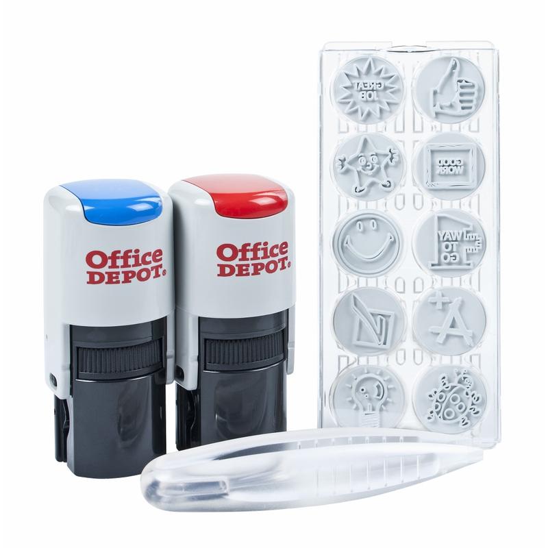 Office Depot Brand Self-Inking Kit, Teacher, Blue/Red (Min Order Qty 7) MPN:032541