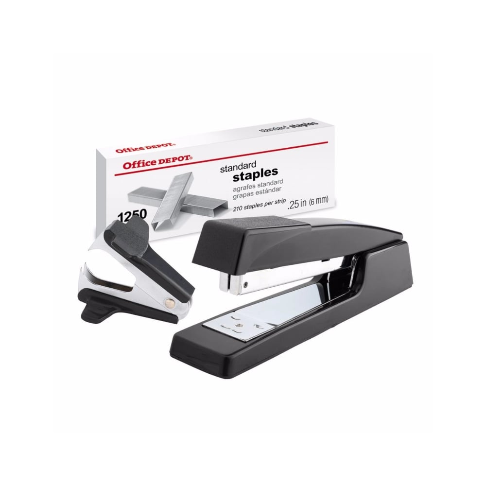 Office Depot Brand Premium Full-Strip Stapler Combo With Staples And Remover, Black (Min Order Qty 13) MPN:8488C-1/ODU/ODP/50/1