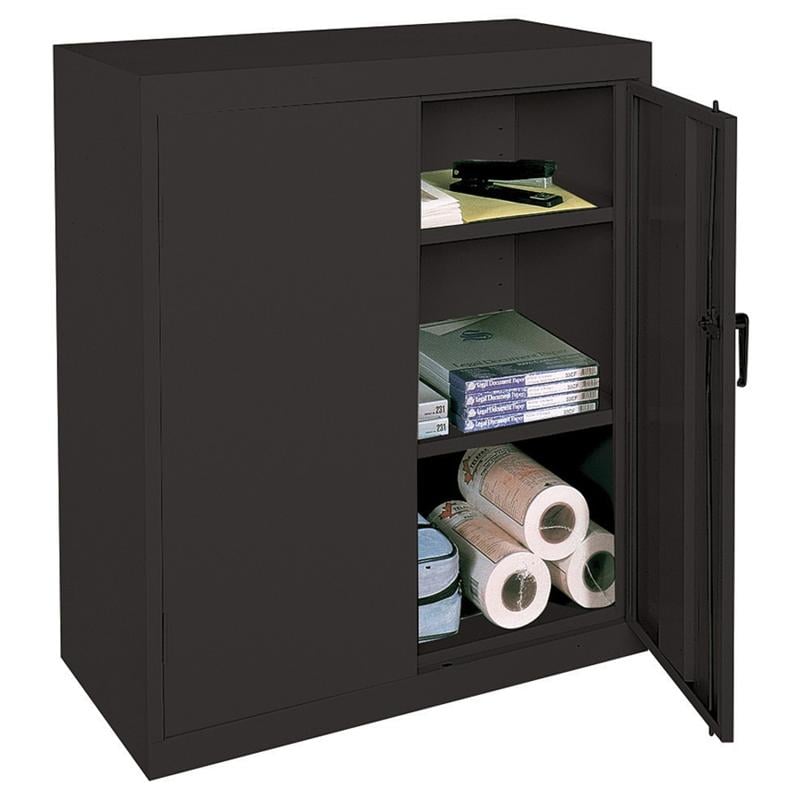 Realspace Steel Storage Cabinet, 3 Shelves, 42inH x 36inW x 18inD, Black MPN:HW-034-1