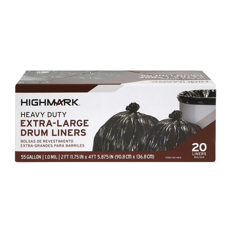 Highmark Heavy Duty Extra-Large Drum Liners, 55 Gallon, Box Of 20 Bags (Min Order Qty 12) MPN:DP00664