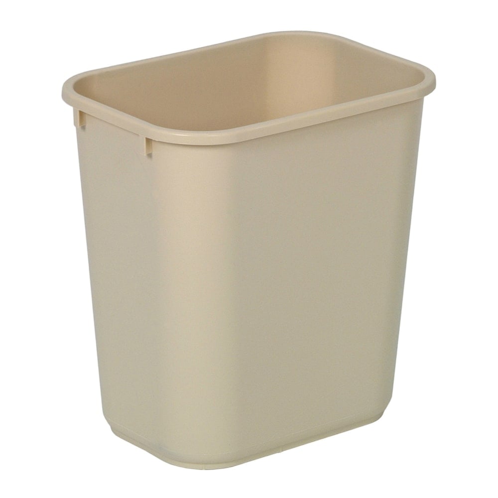 Highmark Rectangular Plastic Wastebasket, 6.5 Gallons, 15inH x 10inW x 14-1/4inD, Beige (Min Order Qty 9) MPN:HM2818BE