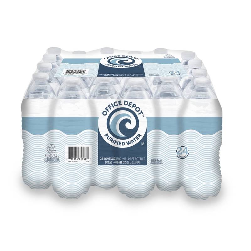 Office Depot Brand Purified Water, 16.9 Oz, Case Of 24 Bottles (Min Order Qty 4) MPN:ODH2O.5LTR-CS