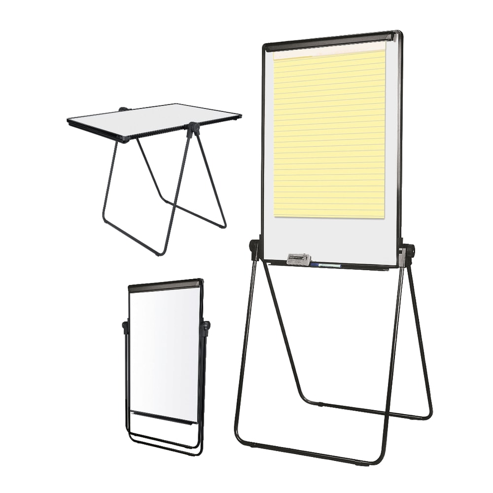 Office Depot Brand Convertible Table/Footbar Non-Magnetic Dry-Erase Whiteboard Presentation Easel, 67in x 30-1/2in, Metal Frame With Black Finish MPN:EA14000583-001