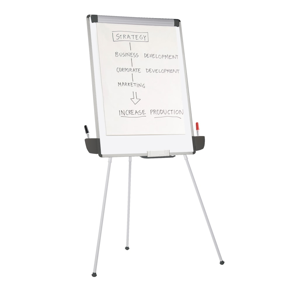 Office Depot Brand Tripod Non-Magnetic Dry-Erase Whiteboard Easel, 29 3/8in x 44in, Metal Frame With Gray Finish MPN:EA2300433-001