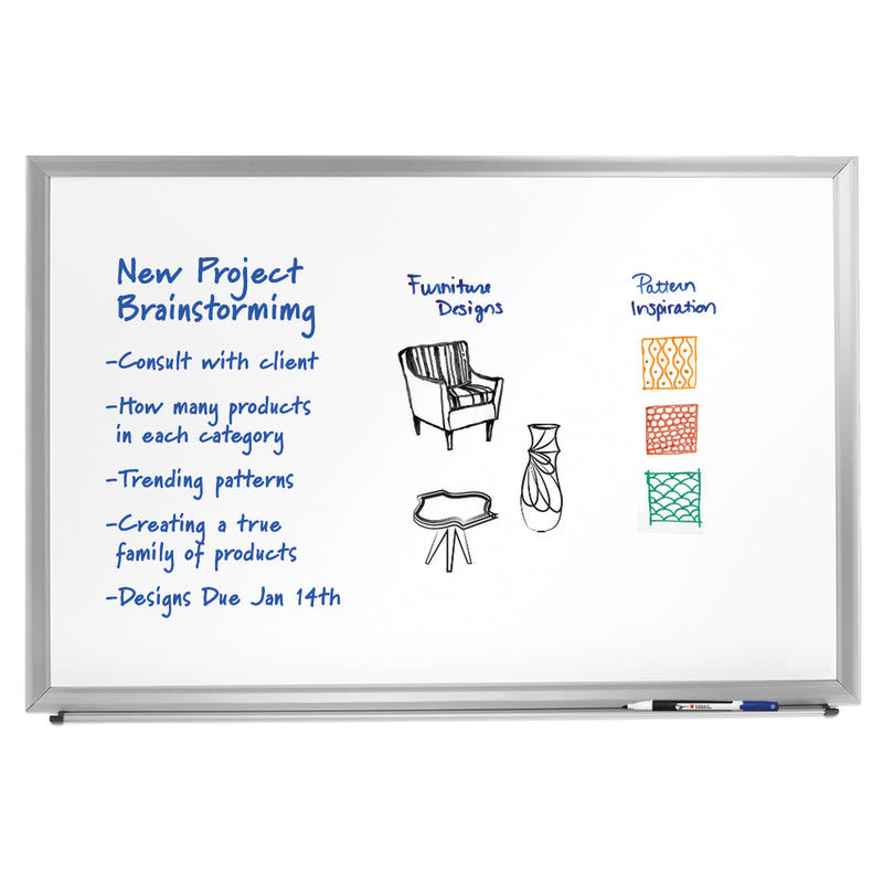 Office Depot Brand Non-Magnetic Melamine Dry-Erase Whiteboard With Marker, 24in x 36in, Aluminum Frame With Silver Finish (Min Order Qty 3) MPN:KK0265