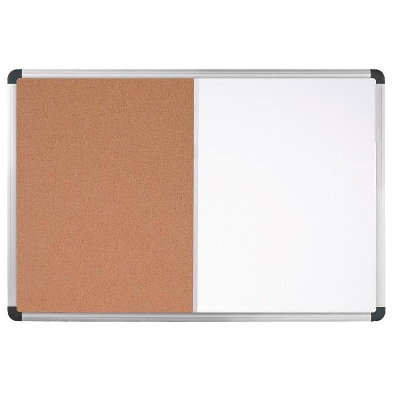 Realspace Magnetic Dry-Erase Whiteboard/Cork Bulletin Board, 24in x 36in, Silver Aluminum Frame (Min Order Qty 4) MPN:KK0348