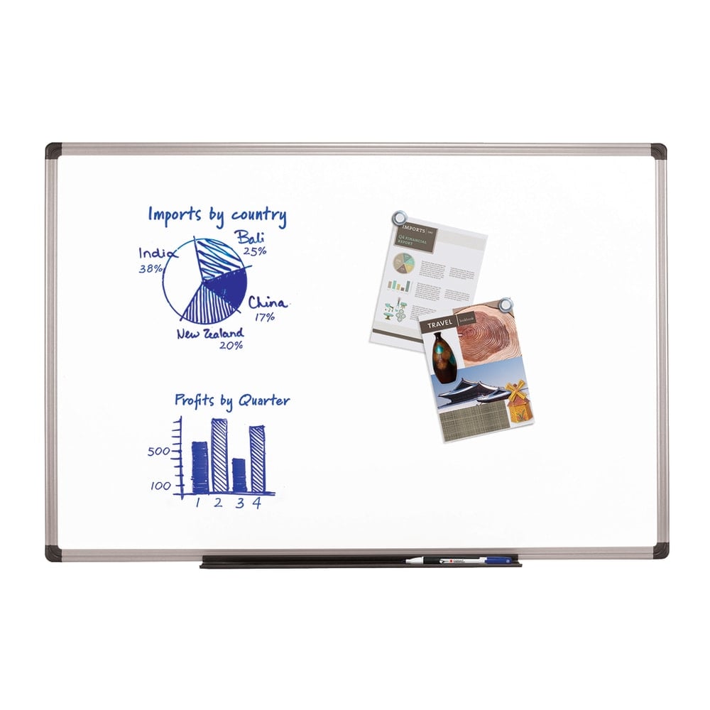 WorkPro Porcelain Magnetic Dry-Erase Whiteboard, 36in x 48in, Aluminum Frame With Silver Finish MPN:KK2588A