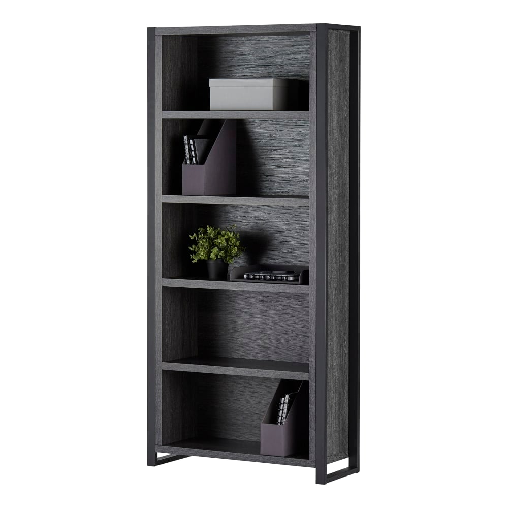 Realspace DeJori 70inH 5-Shelf Bookcase, Charcoal MPN:JIX-OF-2083