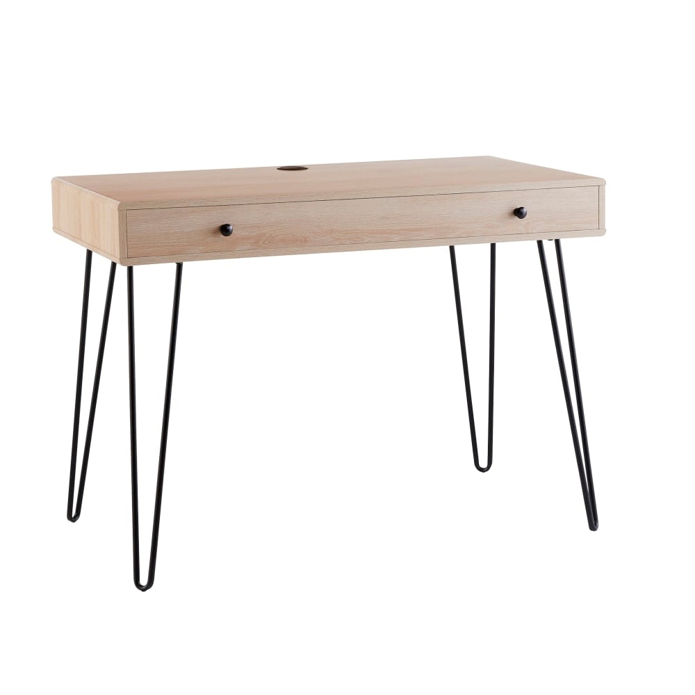 Realspace Callay 42inW Writing Desk, Blonde Oak/Black MPN:9890696DP