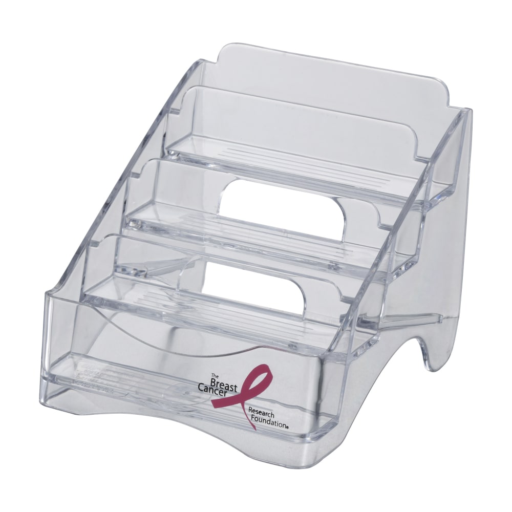 Officemate Breast Cancer Awareness 4 Tier Business Card Holder, Clear (Min Order Qty 6) MPN:08930