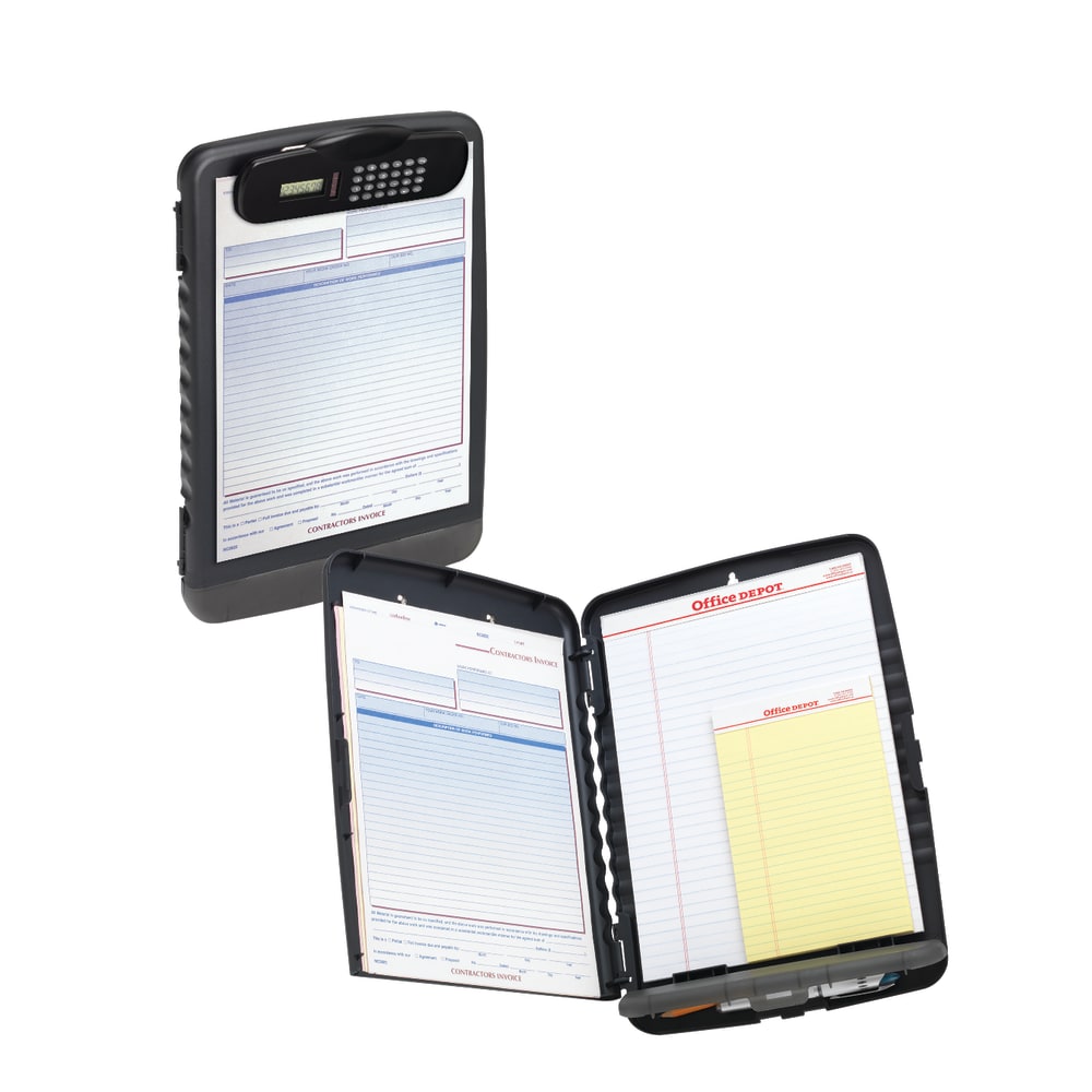 Office Depot Brand Form Holder Storage Clipboard Box With Calculator, 10in x 14-1/2in, Charcoal (Min Order Qty 6) MPN:10306