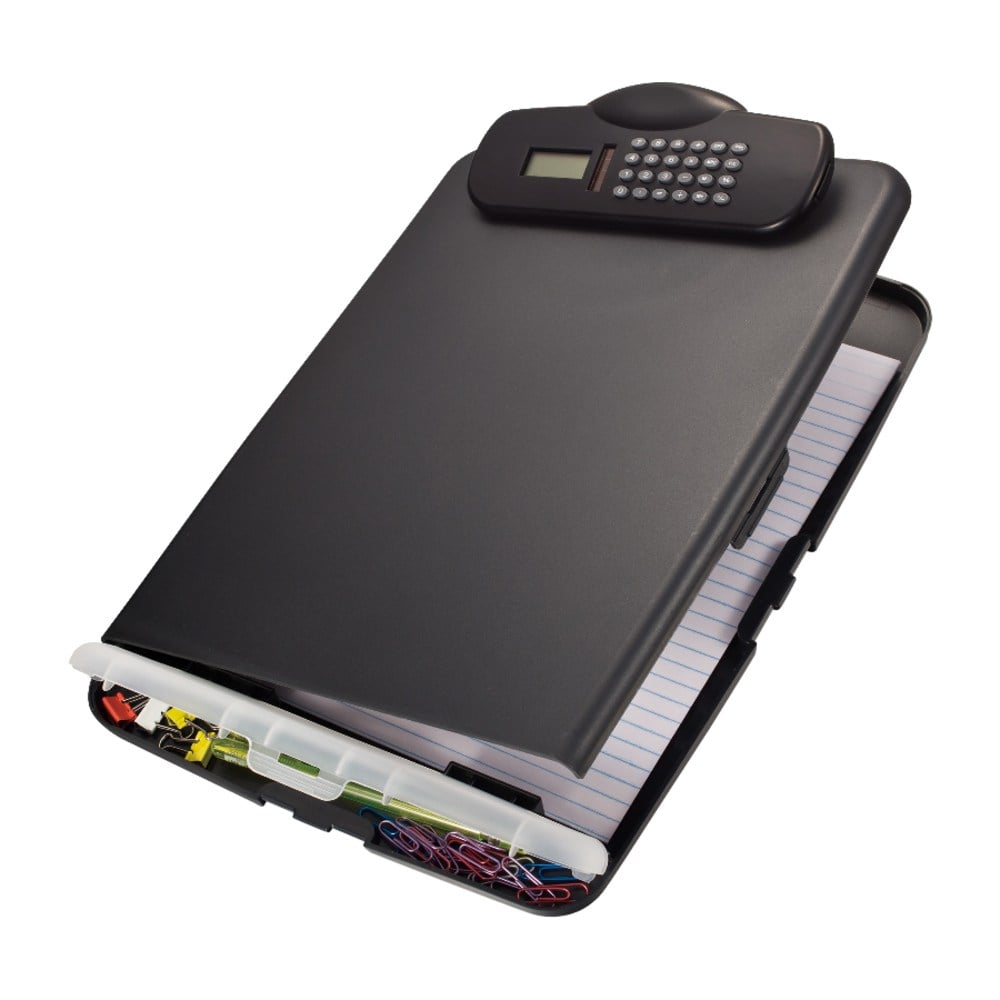 Officemate Slim Form Holder Storage Clipboard Box With Calculator, Charcoal (Min Order Qty 2) MPN:83306