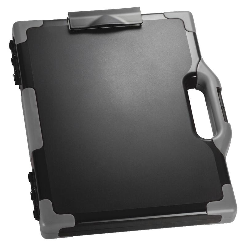 Officemate OIC Carry-All Clipboard Box, 15 1/2inH x12 1/2inW x 2 1/4inD, Gray/Black (Min Order Qty 2) MPN:83324