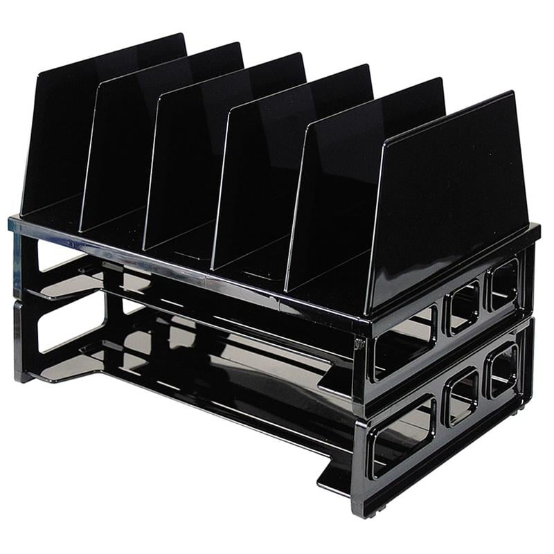 OIC Tray/Sorter Combo, Letter Size, 10 1/4inH x 13 1/2inW x 9inD, Black (Min Order Qty 2) MPN:22102