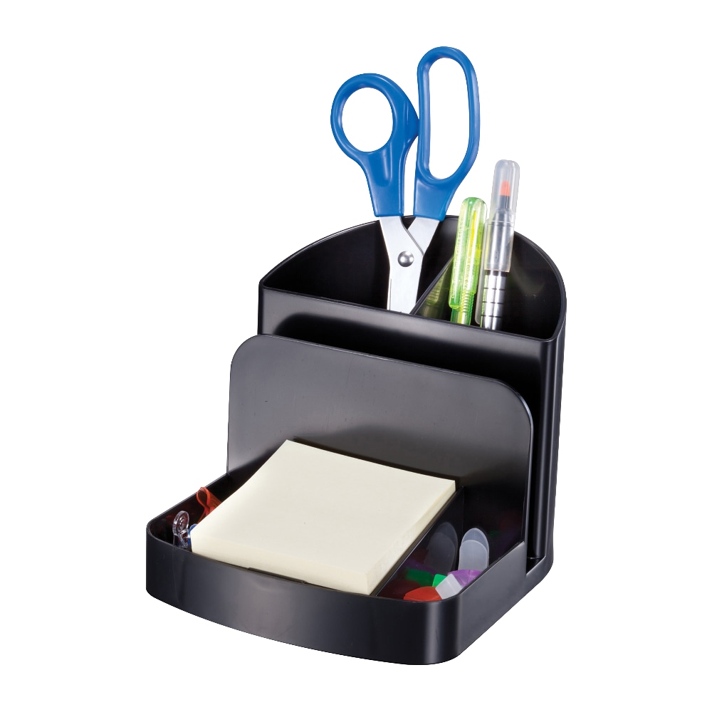 Officemate Deluxe Desk Organizer - 5 Compartment(s) - 5in Height x 5.4in Width x 6.8in Depth - Desktop - 30% Recycled - Black - Plastic - 1 Each (Min Order Qty 7) MPN:26022