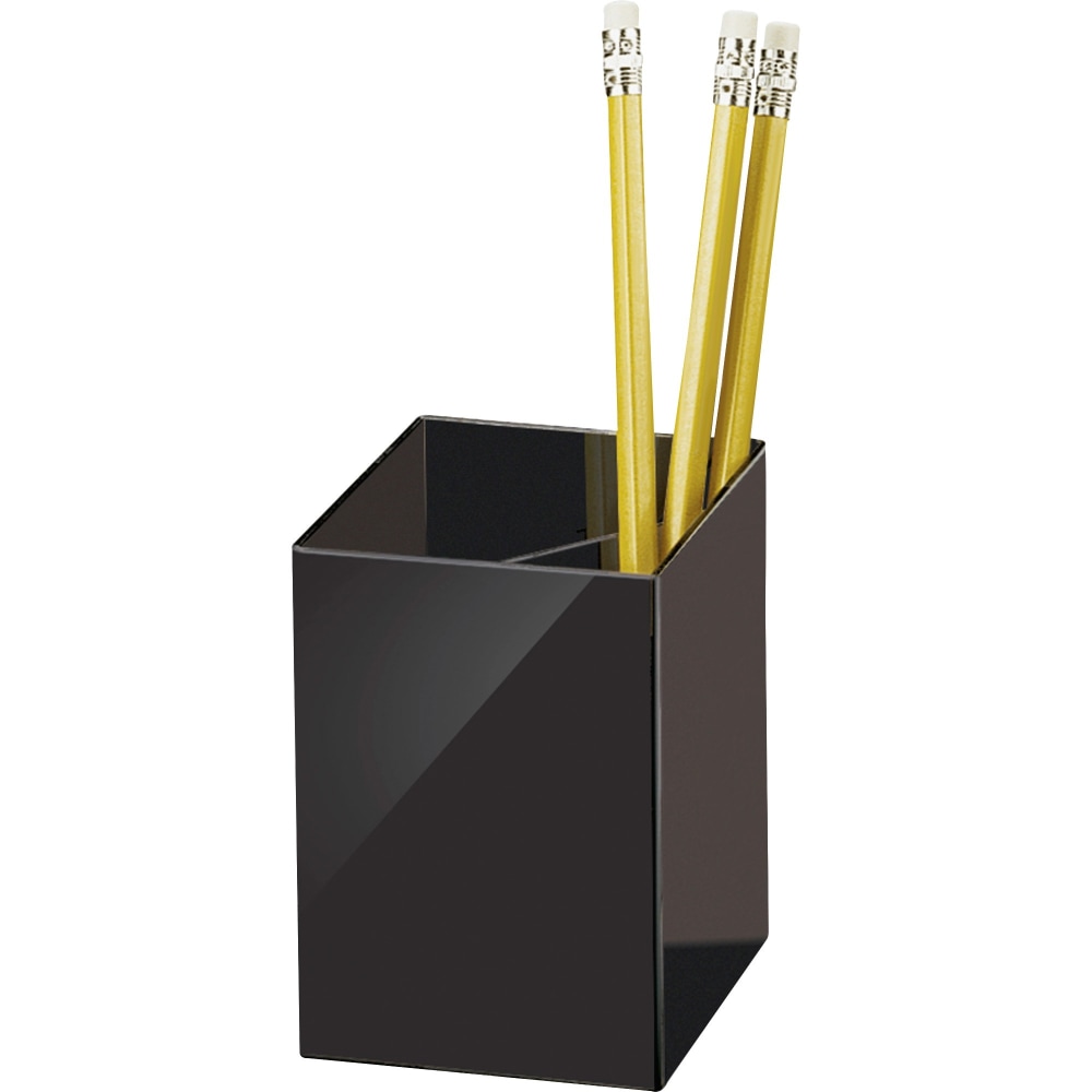 OIC 3-Compartment Pencil Cup - 4in x 2.9in x 2.9in - 1 Each - Black (Min Order Qty 22) MPN:93681