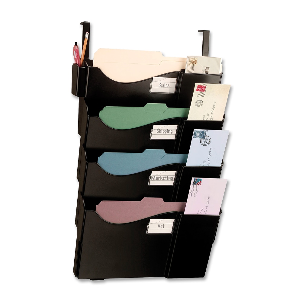 OIC 4-Pocket Grande Central Filing System With Hangers, Letter Size, Black MPN:21728