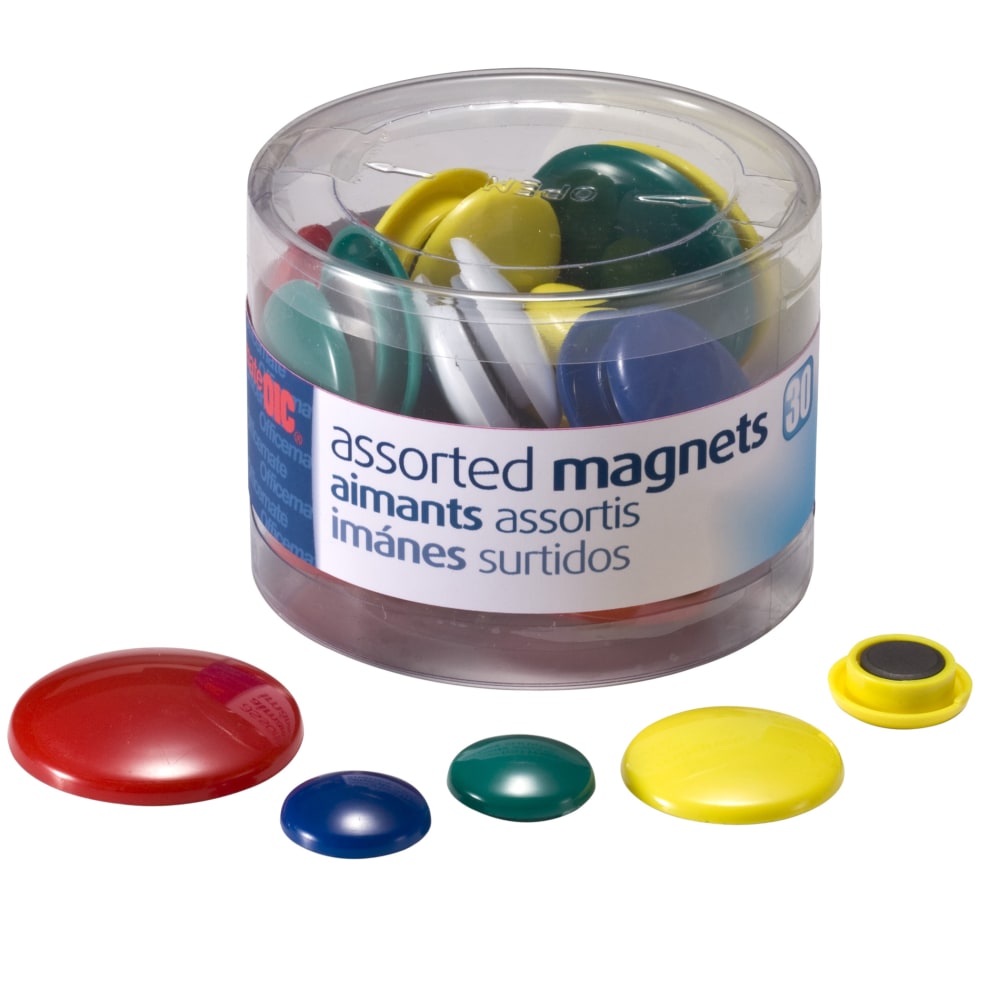 OIC Assorted Color Magnets, Assorted Sizes, Pack Of 30 (Min Order Qty 11) MPN:92500