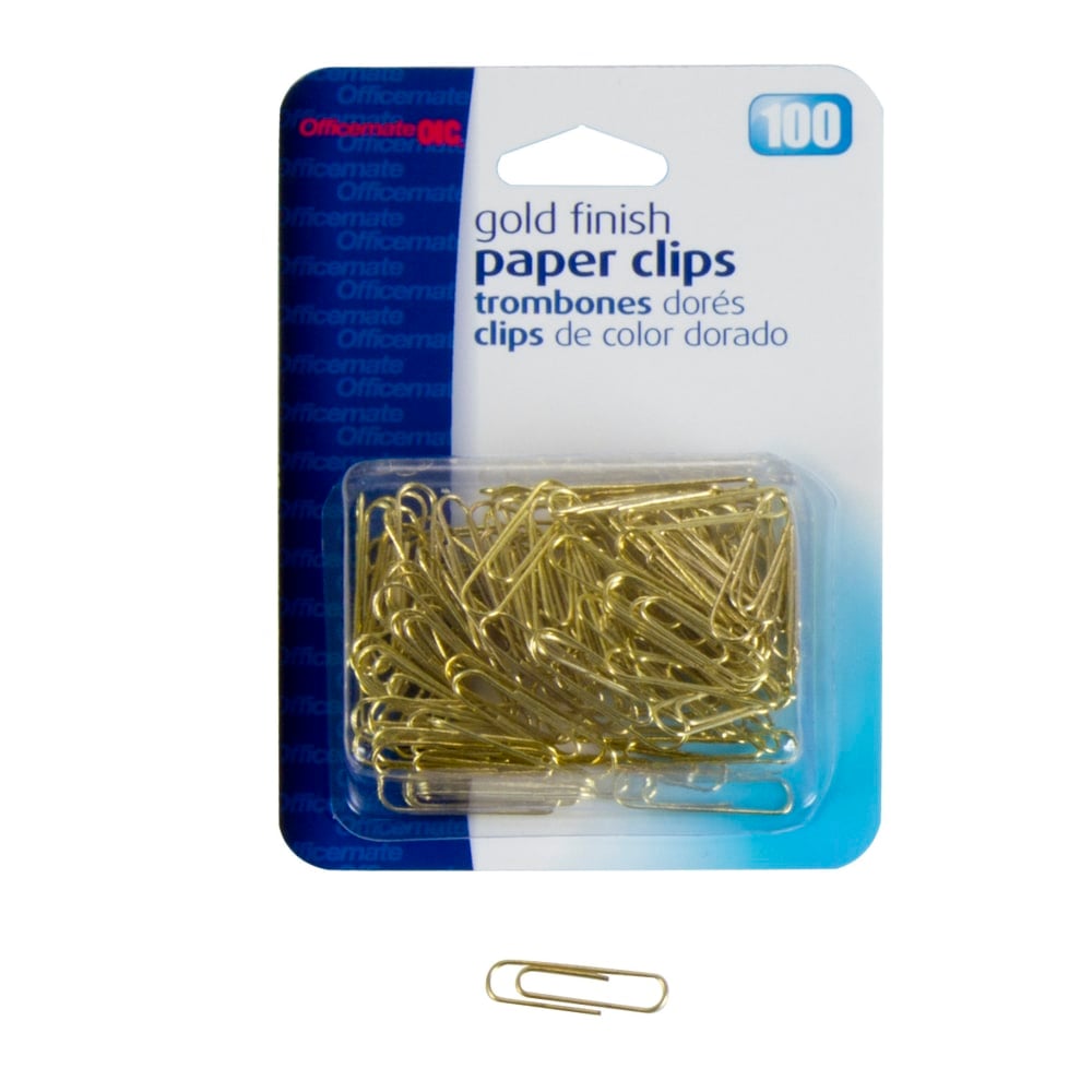 OIC Paper Clips, Box Of 100, No. 2, Gold (Min Order Qty 33) MPN:30916