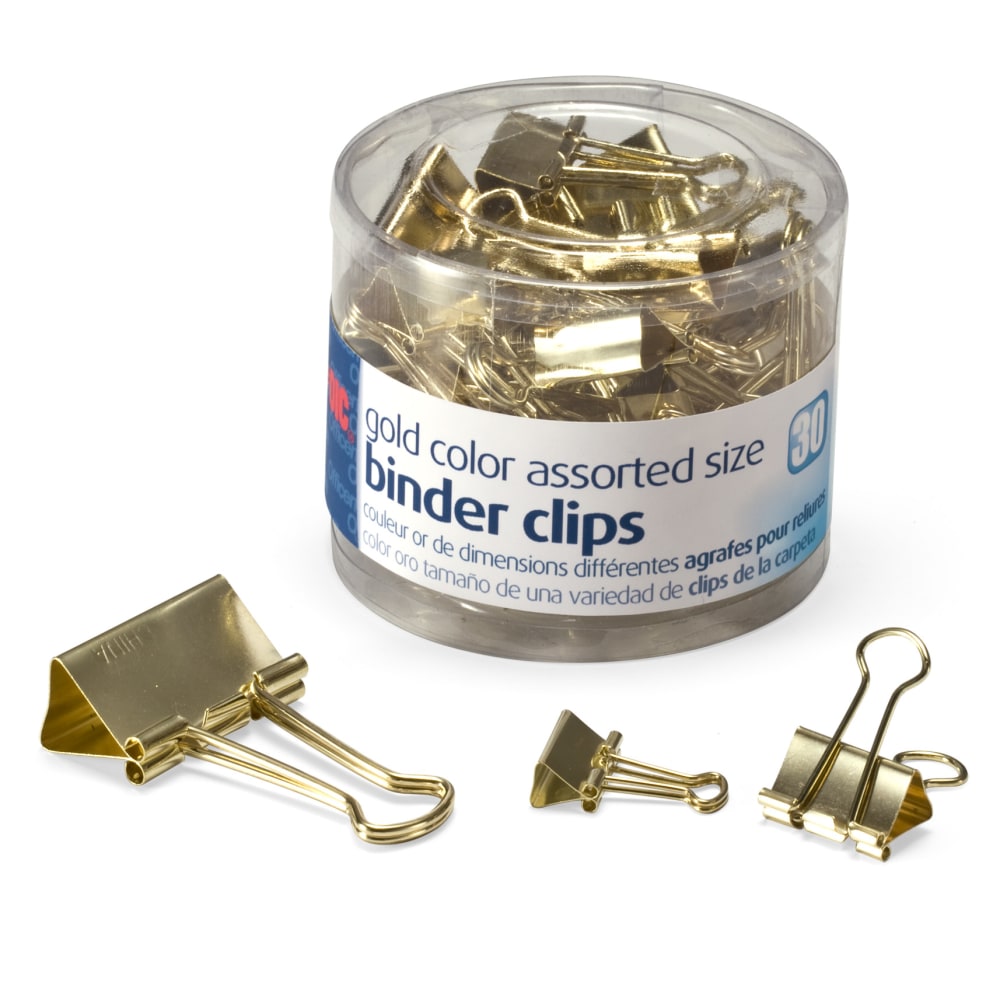 OIC Assorted Binder Clips, Assorted Sizes, Gold, Pack Of 30 (Min Order Qty 13) MPN:31022