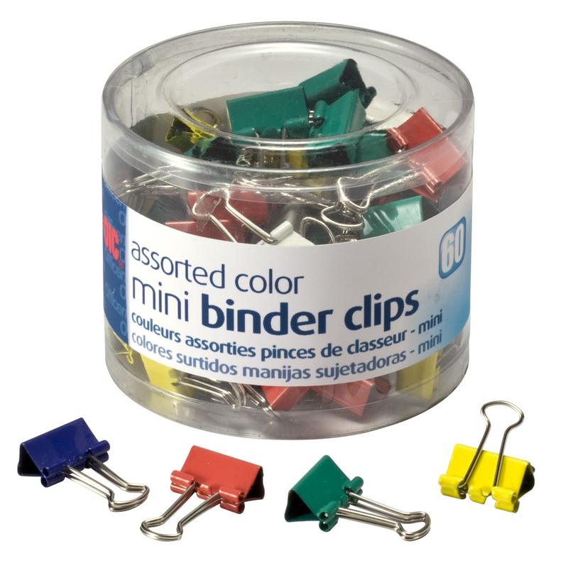 OIC Binder Clips Tub, Mini Clips, 9/16in, Assorted Colors, Pack Of 60 (Min Order Qty 16) MPN:31024