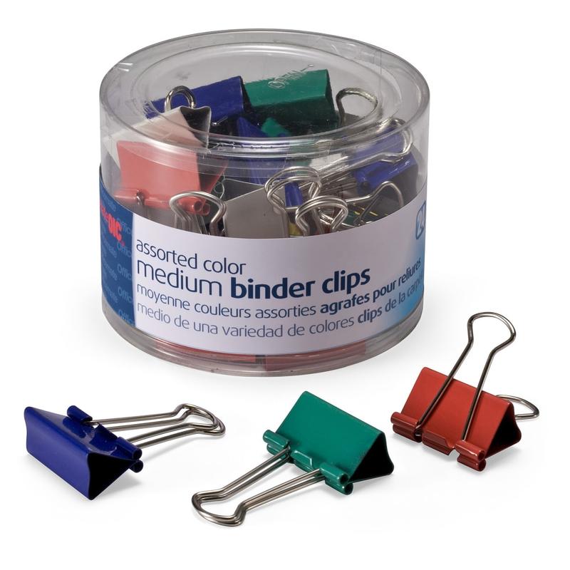 OIC Binder Clips Tub, Medium Clips, 1 1/4in, Assorted Colors, Pack Of 24 (Min Order Qty 13) MPN:31029