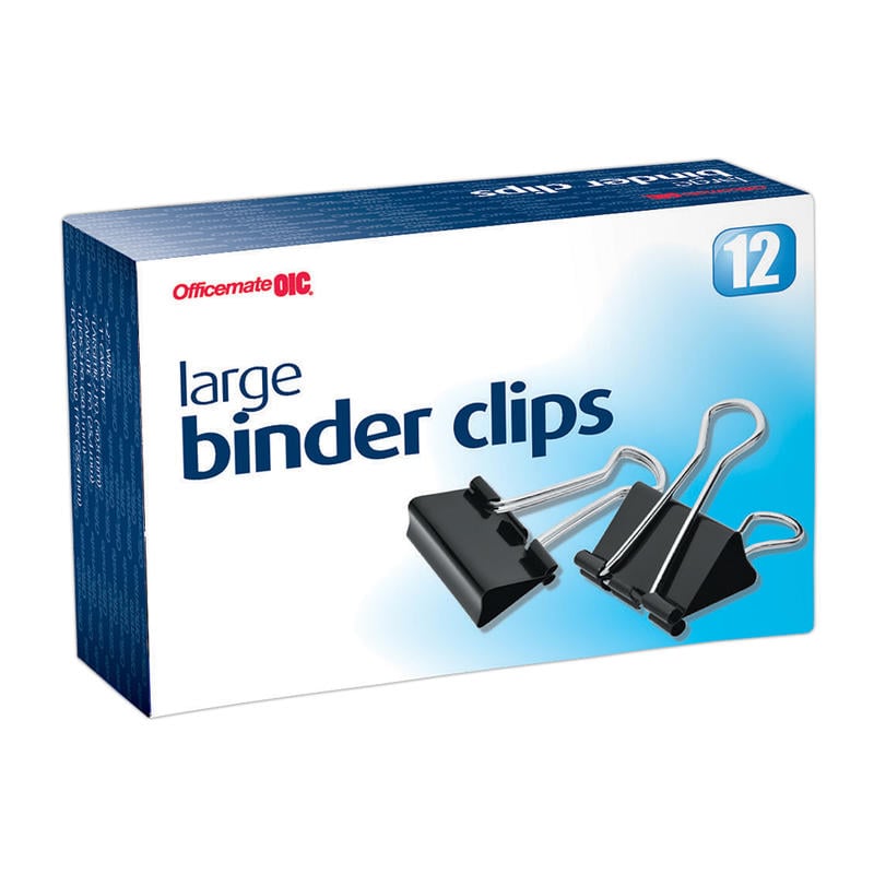 OIC Binder Clips, Large, 2in, Black, Box Of 12 (Min Order Qty 18) MPN:99100