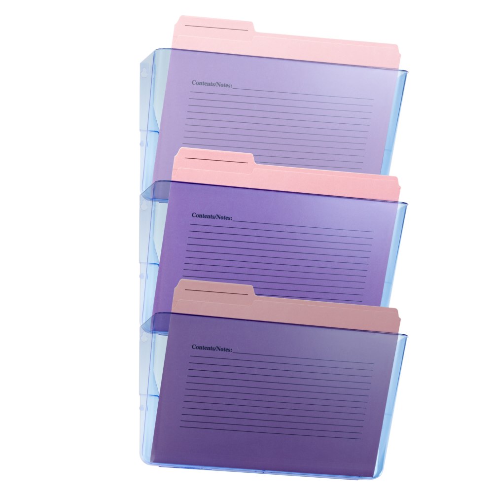 Officemate Blue Glacier Wall Files, 15in x 13in x 4 1/8in, Blue, Pack Of 3 (Min Order Qty 4) MPN:23220