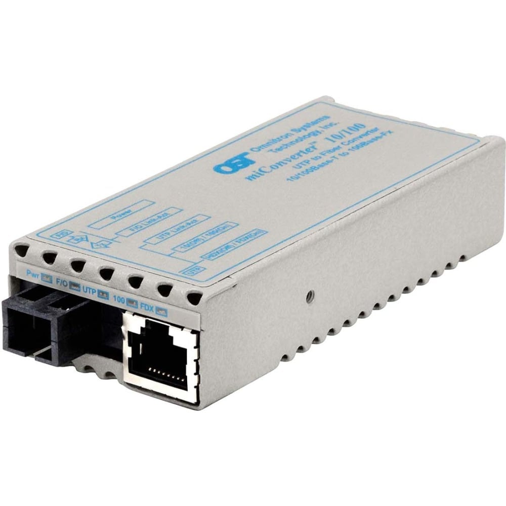 Omnitron miConverter 10/100 - Fiber media converter - 100Mb LAN - 10Base-T, 100Base-FX, 100Base-TX - RJ-45 / SC single-mode - up to 24.9 miles - 1310 (TX) / 1550 (RX) nm MPN:1110-2-6