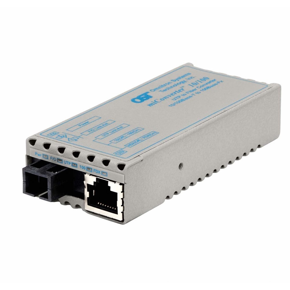 Omnitron miConverter 10/100 Plus Ethernet Single-Fiber Media Converter RJ45 SC Multimode BiDi 5km - 1 x 10/100BASE-TX, 1 x 100BASE-BX (1310/1550), US AC Powered, Lifetime Warranty MPN:1130-0-1