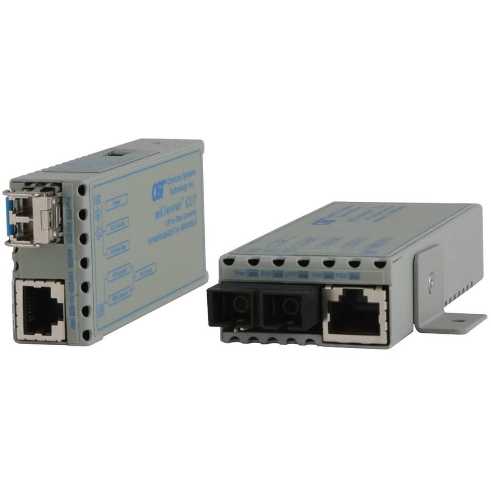 Omnitron miConverter GX/T - Fiber media converter - GigE - 10Base-T, 100Base-TX, 1000Base-T, 1000Base-X - RJ-45 / SFP (mini-GBIC) MPN:1239-0-2