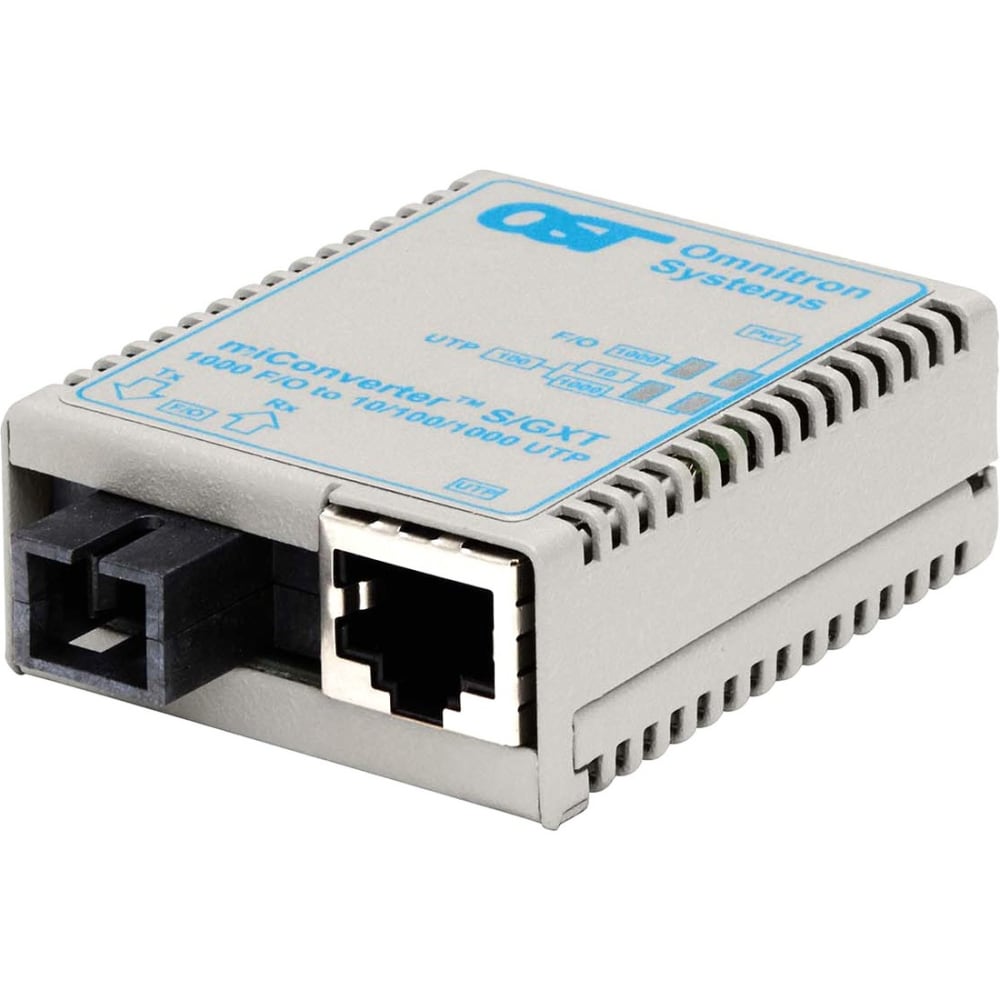 Omnitron miConverter S/GXT - Fiber media converter - GigE - 10Base-T, 100Base-TX, 1000Base-T, 1000Base-X - SC single-mode / RJ-45 - up to 12.4 miles - 1550 (TX) / 1310 (RX) nm MPN:1631-1-6