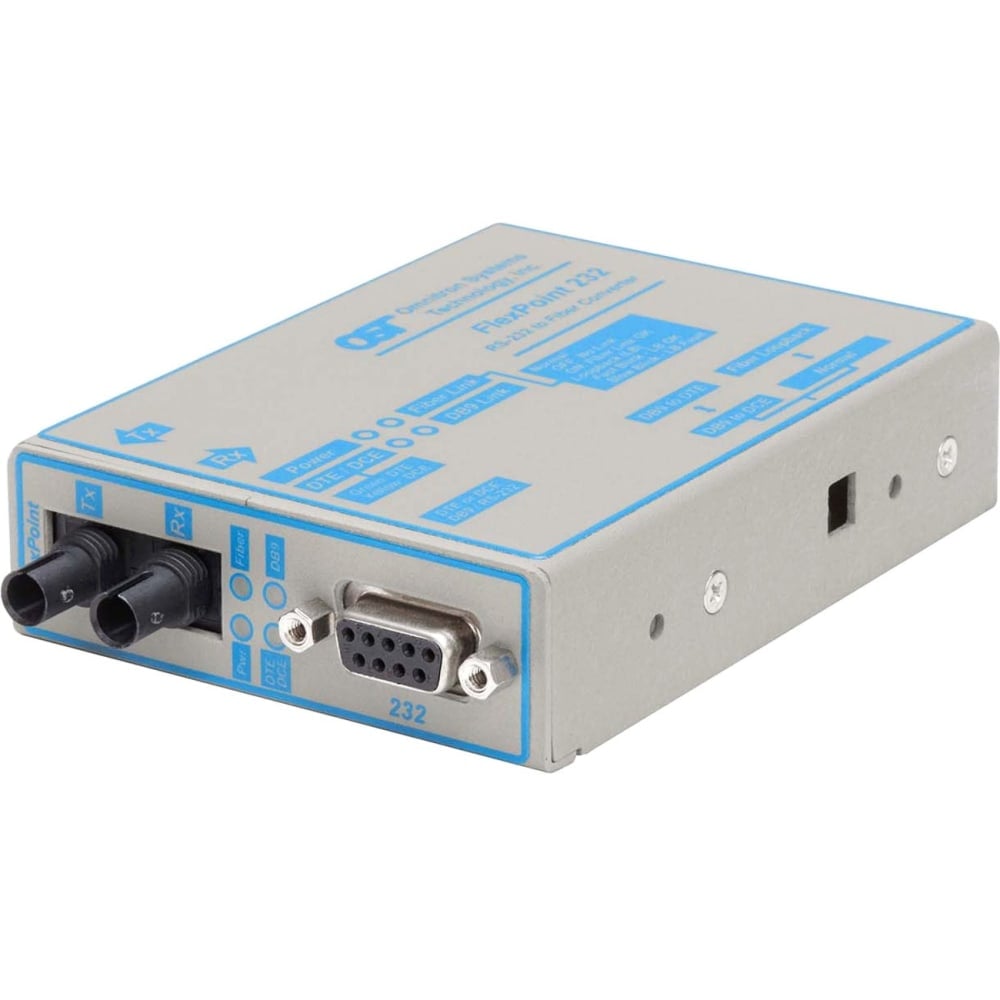 Omnitron FlexPoint RS-232 Serial Fiber Media Converter DB-9 ST Multimode 5km - 1 x RS-232; 1 x ST Multimode; US AC Powered; Lifetime Warranty MPN:4483-1