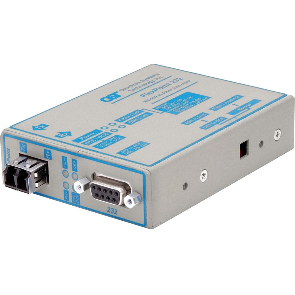 Omnitron FlexPoint RS-232 Serial Fiber Media Converter DB-9 LC Single-mode 30km - 1 x RS-232; 1 x LC Single-mode; No Power Adapter; Lifetime Warranty MPN:4489-20