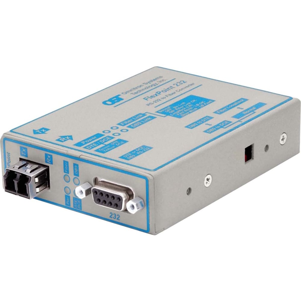 Omnitron FlexPoint RS-232 Serial Fiber Media Converter DB-9 LC Single-mode 30km - 1 x RS-232; 1 x LC Single-mode; US AC Powered; Lifetime Warranty MPN:4489-21